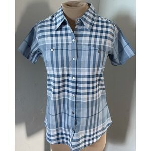 Dickies Temp IQ Cooling Plaid Collared Shirt Blue White Short Sleeve XS